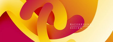 Soyut sıvı şekiller, canlı renklerin karışımı. Sıcak tonlar kompozisyona hakim, dinamik görsel akış yaratıyor. Modern tasarım ögesi.