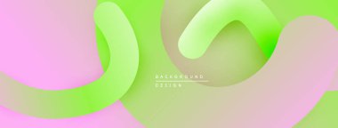 Soyut tasarım akıcı kurdeleler içerir. Yumuşak pembeler, yeşiller değişim etkisi yaratır. Modern, minimalist estetik. Dijital projeler için uygun arkaplan.