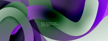 Soyut sıvı şekiller, canlı mor, yeşil renkler. Modern tasarım, pürüzsüz gradyanlar dinamik bileşim oluşturur.