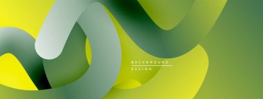 Soyut sıvı şekiller, yeşil sarı renkler. Modern tasarım, üst üste binen katmanlar derinlik, pürüzsüz geçişler yaratır. Minimalist estetik.