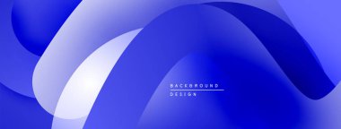 Soyut mavi arkaplan. Pürüzsüz akış şekilleri dinamik görsel efektler yaratır. Dereceli gölgeler derinlik sunar, modern estetik.