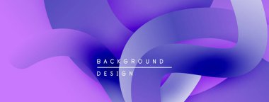 Soyut sıvı şekiller, mor renkler, gradyan dizayn. Metin elementleri, pürüzsüz geçişler, canlı renklerle modern arkaplan.