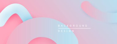 Soyut şekiller örtüşür, yumuşak eğimler yaratır. Pembe, mavi renkler dizaynın hakimi. Minimalist estetik, modern his. Arkaplan dokusu ince.