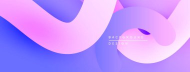 Soyut sıvı şekilleri, gradyanlar, mor renkler tasarımda baskın. Yumuşak kıvrımlar dinamik görsel akış yaratır. Modern estetik.