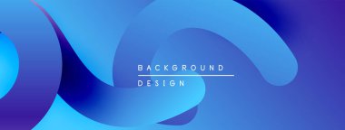 Soyut mavi eğimler akan şekiller yaratır. Modern tasarım eğrileri, pürüzsüz geçişleri, metin örtüsünü vurgular. Minimalist estetik.