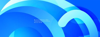 Soyut mavi dalgalar dinamik bir zemin oluşturur. Yumuşak eğimler, üst üste binen şekiller hareketi, modern estetiği akla getiriyor. Mevcut en küçük metin.