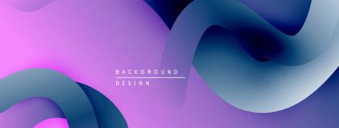 Soyut sıvı şekilleri, mor renkler baskın gelir. Gradyan geçişler dinamik görsel akış yaratır. Modern tasarım ögesi.
