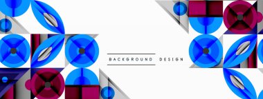 Soyut geometrik desen. Mavi, mor, gri şekiller üst üste binerek dinamik görsel efekt yaratır. Arka planlar için modern tasarım ögesi.