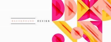 Soyut geometrik şekiller, pembeler, sarılar modern arka plan tasarımı yaratır. Minimalist tarz, temiz çizgiler, canlı renkler sunar.