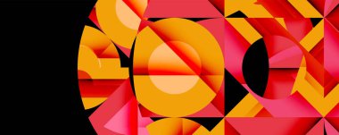 Soyut tasarım kalın harfler, canlı turuncu, kırmızı renkler içerir. Geometrik şekiller dinamik görsel etki yaratır. Modern, çarpıcı kompozisyon.