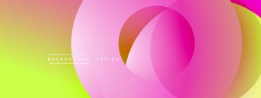 Soyut renkli tasarım. Üst üste binen daireler canlı bir değişim etkisi yaratır. Çeşitli projeler için modern arkaplan.