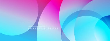 Soyut renkli arkaplan. Üst üste binen daireler dinamik görsel efekt yaratır. Gradyan renkleri pürüzsüz, modern tasarım ögesine karışıyor.