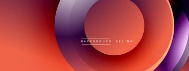 Soyut eğimler katmanlı daireler oluşturur. Kırmızı, mor renkler tasarıma hükmediyor ve modern görsel efektler yaratıyor. Mevcut en küçük metin.