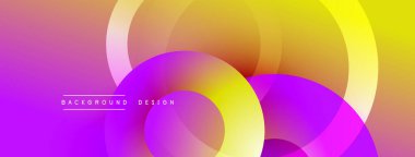 Soyut enerji eğimleri, üst üste binen daireler dinamik görsel efektler yaratır. Arkaplan ve sunumlar için uygun modern tasarım.