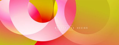 Soyut renkli çemberler çakışıyor, canlı gradyanlar yaratıyor. Arkaplanda pürüzsüz geçişler, modern tasarım unsurları var.