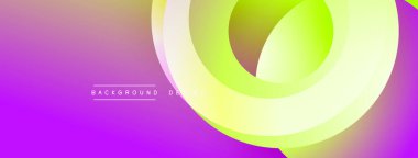 Soyut canlı tasarım katmanlı daireler, gradyanlar içerir. Mor, sarı renkler dinamik görsel efekt yaratır. Modern arkaplan ögesi.