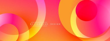 Soyut canlı tasarım, üst üste binen renkli daireler. Gradyan gölgeler dinamik görsel efekt yaratır. Modern arkaplan ögesi.