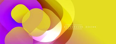 Soyut renkli arkaplan. Üst üste binen daireler dinamik görsel efekt yaratır. Parlak renkler harmanlanır, modern tasarım ögesini oluşturur.