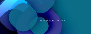 Soyut mavi arkaplan. Üst üste binen daireler dinamik görsel efekt yaratır. Modern tasarım elementleri teknoloji ve yenilik öneriyor.