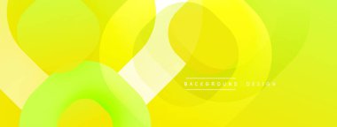 Soyut sarı arkaplan. Üst üste binen daireler dinamik değişim etkisi yaratır. Sancaklar ve sunumlar için modern tasarım uygun.