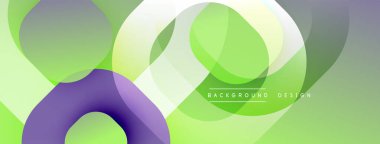 Soyut şekiller örtüşüyor, canlı yeşil, mor renkler yaratıyor. Modern tasarım taze, dinamik ve uygun bir arkaplan hissi veriyor.
