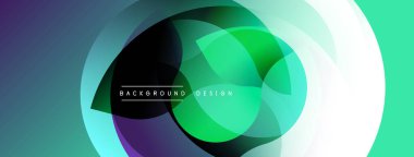 Soyut dinamik kompozisyon. Üst üste binen daireler sıvı değişim etkisi yaratır. Modern tasarım, canlı renkler, parlak bir sunum..