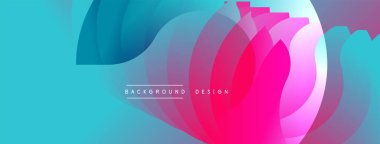 Soyut akışkan şekiller, canlı renklerin karışımı. Turkuaz, pembe, mor renkler dinamik görsel efekt yaratır. Modern tasarım ögesi.