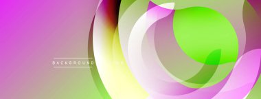 Soyut renkli katmanlar dinamik görsel akış yaratır. Pembe, yeşil, sarı renkler düzgün bir şekilde harmanlanarak modern tasarım elementini oluşturur..