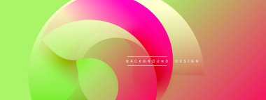 Soyut sıvı şekilleri örtüşür, canlı gradyanlar yaratır. Renkler yeşil, pembe, sarı, turuncu oluşum dinamik bileşimi. Modern tasarım ögesi.