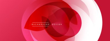 Soyut kırmızı tasarım. Üst üste binen daireler dinamik görsel efekt yaratır. Sunumlar ve pankartlar için modern arkaplan.