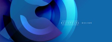 Soyut mavi tasarım katmanlı daireler, gradyanlar içerir. Modern estetik, dinamik bileşim, uygun arkaplan ögesi.