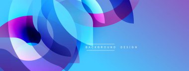 Soyut sıvı şekilleri örtüşür, parlak mavi ve mor renkler yaratır. Arkaplan ve sunumlar için modern tasarım ögesi.