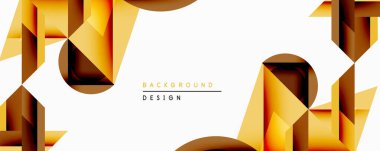 Soyut geometrik tasarım, üstüste binen şekiller, altından kahverengiye değişkenler içerir. Minimalist stil çeşitli projeler için uygun modern bir arkaplan yaratır. Temiz çizgiler, dinamik kompozisyon.