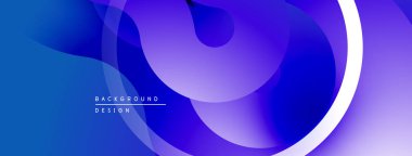 Soyut sıvı şekilleri, canlı mavi mor gradyan. Modern tasarım, pürüzsüz geçişler, dinamik kompozisyon. Minimalist estetik.