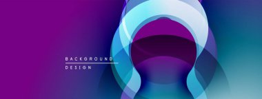 Soyut gradyan katmanlar dinamik görsel efekt yaratır. Mor, mavi renkler kompozisyona hakim. Modern tasarım ögesi.