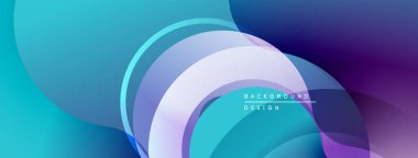 Soyut akışkan şekiller, canlı maviler, morlar, beyazlar dinamik bir zemin oluşturur. Modern tasarım, pürüzsüz gradyanlar görsel ahenk sunar.