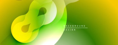 Soyut sıvı şekilleri, canlı yeşil sarı gradyan. Modern tasarım, düz kıvrımlar, dinamik kompozisyon. Minimalist estetik, temiz çizgiler..