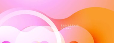 Soyut arka plan yumuşak pembe, turuncu gradyanlar içerir. Üst üste binen katmanlar yumuşak kıvrımlar oluşturur, modern estetik. Minimalist tasarım.