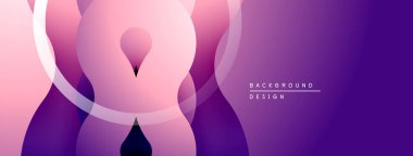 Soyut pembe, mor şekiller örtüşüyor. Gradyan arka plan modern tasarım yaratır. Minimalist kompozisyon, düz eğriler mevcut.