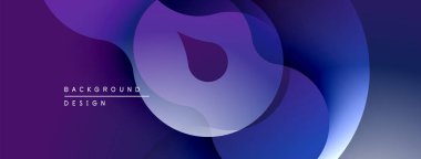 Soyut mor arkaplan. Üst üste binen şekiller dinamik görsel efekt yaratır. Yumuşak eğimli modern tasarım, zarif kompozisyon.