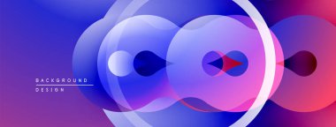 Üst üste binen daireler içeren soyut kompozisyon, canlı mavi mor gradyanlar. Modern tasarım ögesi, pürüzsüz geçişler, dinamik görsel efekt.