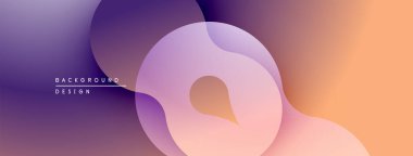 Soyut akışkan şekiller harmanlanarak, değişken arkaplan oluşturur. Mor, turuncu renkler kompozisyona hakim. Modern tasarım ögesi.