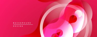 Soyut pembe tasarım. Üst üste binen daireler dinamik görsel efekt yaratır. Sunumlar için modern gradyan arkaplan.