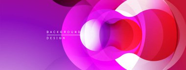 Soyut tasarım, üst üste binen daireler, canlı mor renkler, mor renkler. Yumuşak eğimler derinlik yaratır, modern estetik.