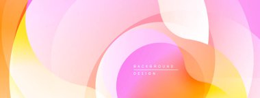 Soyut arkaplan özellikleri üst üste binen şeffaf şekiller. Yumuşak pembeler, portakallar, sarılar hafif bir değişim etkisi yaratır. Minimalist tasarım.