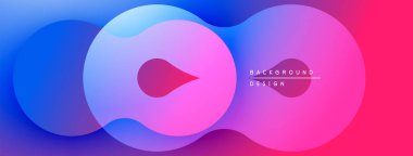 Soyut sıvı şekilleri canlı mavi ve pembe renkleri harmanlar. Modern tasarım sonsuzluğu, hareketi, enerjiyi öneriyor. Gradyan arkaplan dinamik görsel efekt yaratır.