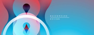 Soyut tasarım özellikleri üst üste binen renkli şekiller. Gradyan karışımları modern görsel efektler yaratır. Yumuşak eğriler kompozisyona hakim.