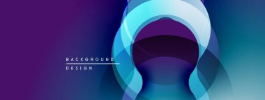 Soyut arkaplan özellikleri üst üste binen daireler, gradyanlar. Mor, mavi renkler modern görsel efektler yaratır. Minimalist tasarım.