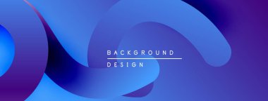 Soyut sıvı şekiller, canlı mavi renkler, modern tasarım. Gradyan renkler dinamik görsel efekt yaratır. Minimalist kompozisyon.