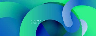 Soyut sıvı şekilleri, canlı maviler, yeşiller dinamik arkaplan oluşturur. Yumuşak eğimler, modern tasarım elementleri mevcut.